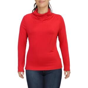 Inner Beauty Womens Turtleneck Tee Convertible Face Mask Turtleneck Top , Red,M